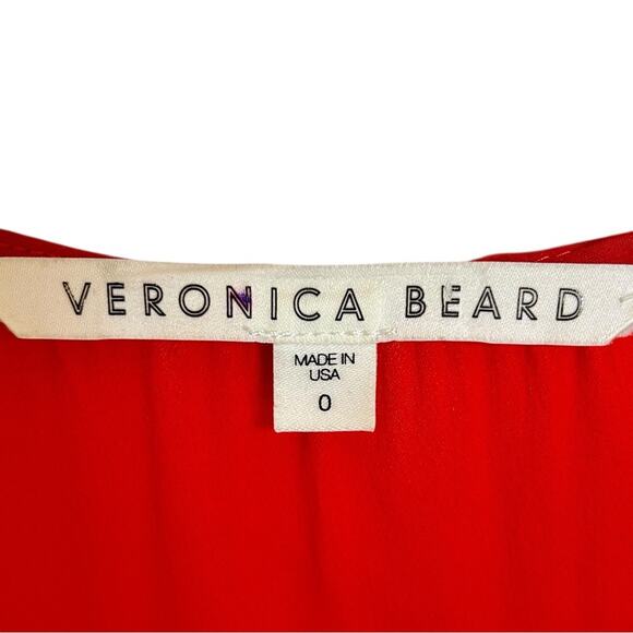Veronica Beard Odessa Red Wrap Tie Front Long Sleeve sz 0 - Picture 4 of 8